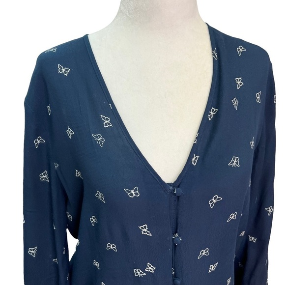 RAILS Beaux Navy Butterflies Long Sleeve Button Up Blouse Top Size.S - Picture 4 of 15